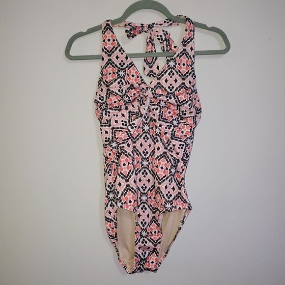 MERONA CORAL BROWN BOHEMIAN PRINT ONE PIECE SWIMSUIT SIZE SMALL - Picture 1 of 4